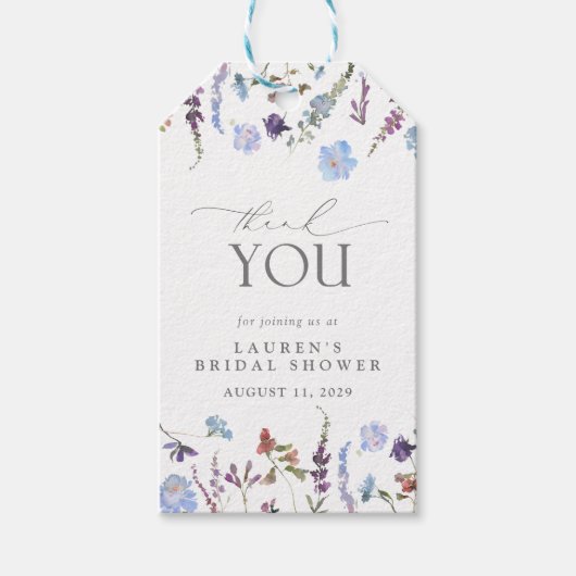 Dusty Blue Wildflower Vrijgezellenfeest Personal Cadeaulabel (Voorkant)