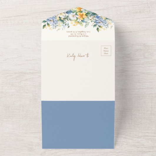 Dusty Blue Wildflower Vrijgezellenfeest Recipe All In One Uitnodiging (Buitenkant)