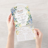 Dusty Blue Wildflower Vrijgezellenfeest Recipe All In One Uitnodiging (Afscheurbaar)