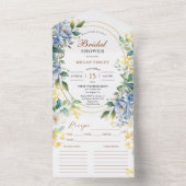 Dusty Blue Wildflower Vrijgezellenfeest Recipe All In One Uitnodiging (Binnen)