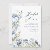 Dusty Blue Wildflower Vrijgezellenfeest Uitnodigen Kaart (Voorkant)