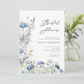 Dusty Blue Wildflower Vrijgezellenfeest Uitnodigen Kaart (Staand voorkant)