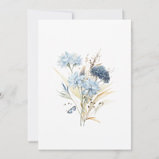 Dusty Blue Wildflower Vrijgezellenfeest Uitnodigen Kaart (Achterkant)