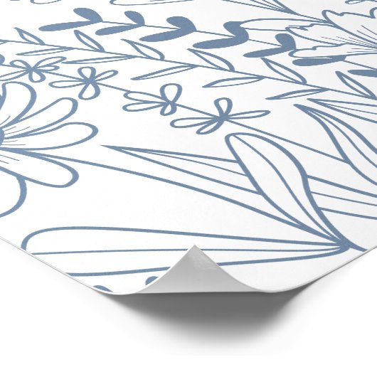 Dusty Blue Wildflower Vrijgezellenfeest Welkom Poster (Hoek)