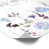 Dusty Blue Wildflower Vrijgezellenfeest Welkom Poster (Hoek)