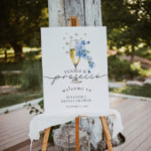 Dusty Blue Wildflower Vrijgezellenfeest Welkom Poster