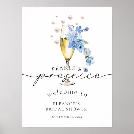 Dusty Blue Wildflower Vrijgezellenfeest Welkom Poster (Voorkant)