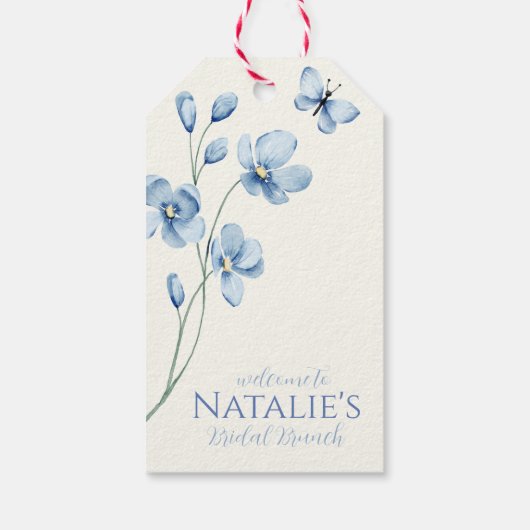 Dusty Blue Wildflower Vrijgezellenfeest welkomstge Cadeaulabel (Achterkant)