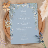 Dusty Blue Wildflower Waterverf Floral Wedding Kaart
