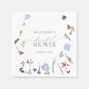 Dusty Blue Wildflower Waterverf Vrijgezellenfeest Servet