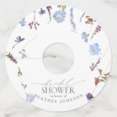 Dusty Blue Wildflower Waterverf Vrijgezellenfeest Wijnglaslabel (Voorkant)