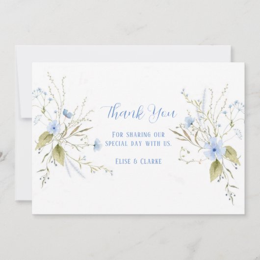Dusty Blue Wildflower Weddenschap Bedankt kaarten (Voorkant)
