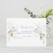 Dusty Blue Wildflower Weddenschap Bedankt kaarten (Staand voorkant)
