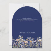 Dusty Blue Wildflower Wedding Arch Navy Save Date Kaart (Achterkant)