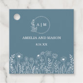 Dusty Blue Wildflower Wedding Bedankjes Labels (Voorkant)