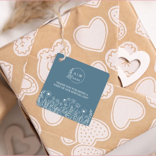 Dusty Blue Wildflower Wedding Bedankjes Labels