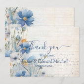 Dusty Blue Wildflower Wedding Bedankt (Voorkant / Achterkant)