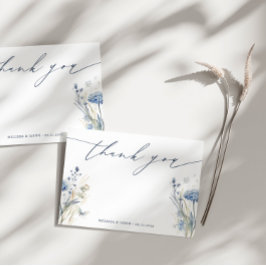 Dusty Blue Wildflower Wedding Dank je wel kaart
