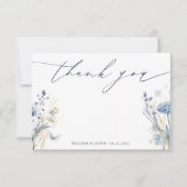 Dusty Blue Wildflower Wedding Dank je wel kaart (Voorkant)