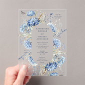 Dusty Blue Wildflower Wedding Invitation Acryl Uitnodigingen (Insitu (Draagbaar))