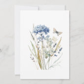 Dusty Blue Wildflower Wedding Invitation Kaart (Achterkant)