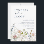 Dusty Blue Wildflower Wedding Invitation Kaart<br><div class="desc">Dusty Blue Wildflower bruiloft uitnodiging Dit is elegantie en zachtheid samen geweven.</div>