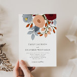 Dusty Blue Wildflower Wedding Invitation Kaart<br><div class="desc">Deze Dusty Blue Wildflower Wedding Invitation van het Devon Collectie toont rijke,  handgetekende bloei die moderne elegantie uitstraalt. Personaliseer het eenvoudig en snel met uw gegevens. Druk op de knop 'aanpassen' om de stijl en plaatsing van de tekst verder te rangschikken en op te maken.</div>