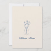 Dusty Blue Wildflower Wedding Kaart (Achterkant)