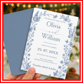 Dusty Blue Wildflower Wedding Kaart