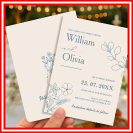 Dusty Blue Wildflower Wedding Kaart