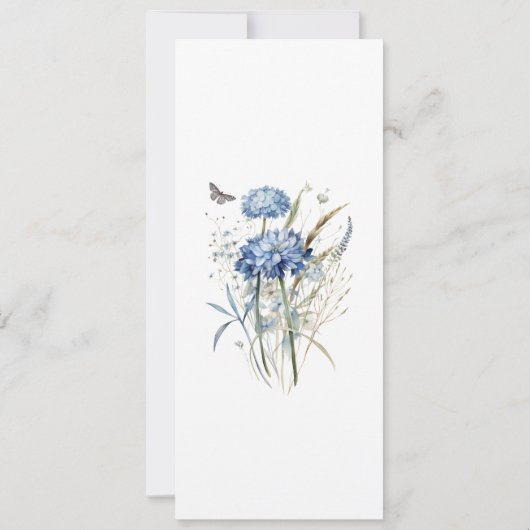 Dusty Blue Wildflower Wedding Menu Kaart (Achterkant)