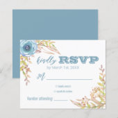 Dusty Blue Wildflower Wedding RSVP (Voorkant / Achterkant)