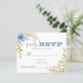 Dusty Blue Wildflower Wedding RSVP (Staand voorkant)