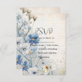 Dusty Blue Wildflower Wedding RSVP Kaartje (Voorkant / Achterkant)