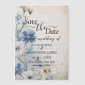Dusty Blue Wildflower Wedding Save the Date Vellum Uitnodigingen (Voorkant)