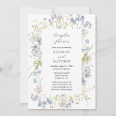 Dusty Blue Wildflower Whimsical Couples Douche Kaart (Voorkant)