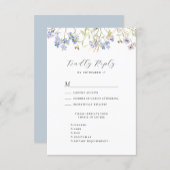 Dusty Blue Wildflower Whimsical Moderne bruiloft RSVP Kaartje
