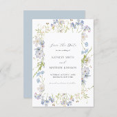 Dusty Blue Wildflower Whimsical Moderne bruiloft Save The Date