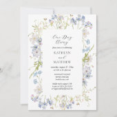 Dusty Blue Wildflower Whimsical op een dag afstand Kaart (Voorkant)
