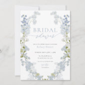 Dusty Blue Wildflower Wreath Vrijgezellenfeest Inv Kaart (Voorkant)