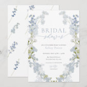 Dusty Blue Wildflower Wreath Vrijgezellenfeest Inv Kaart (Voorkant / Achterkant)