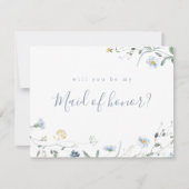 Dusty Blue Wildflower zal je mijn bruidsmeisje zij Kaart (Voorkant)