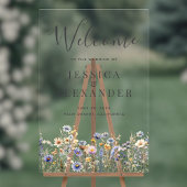 Dusty Blue Wildflowers 24x36 Huwelijk Welkom Acryl Bord