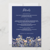Dusty Blue Wildflowers Alles in één Navy bruiloft Kaart (Achterkant)