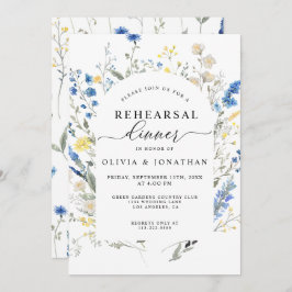 Dusty Blue WildFlowers Bloemen repetitie diner Kaart