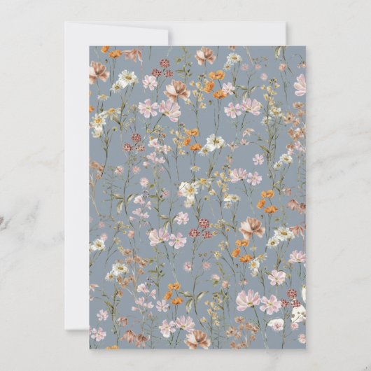Dusty Blue Wildflowers Boho Bewaar de datum Save The Date (Achterkant)