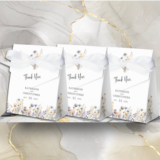 Dusty Blue Wildflowers BOHO Wedding Bedankt Bedankdoosjes