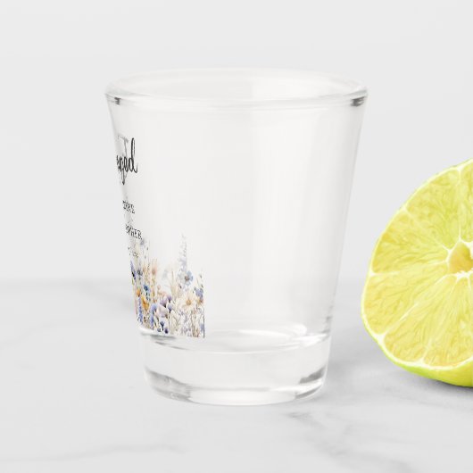 Dusty Blue Wildflowers Custom Engagement Party Shot Glas (Rechts)