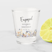 Dusty Blue Wildflowers Custom Engagement Party Shot Glas (Voorkant)
