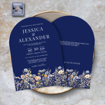 Dusty Blue Wildflowers Elegant Arch Navy Wedding